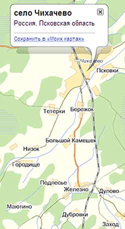 Чихачево и Дубровки на географичнской карте