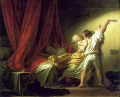 Жан-Оноре Фрагонар. Задвижка — Jean-Honore Fragonard. The Bolt. — Musee du Louvre, Paris
