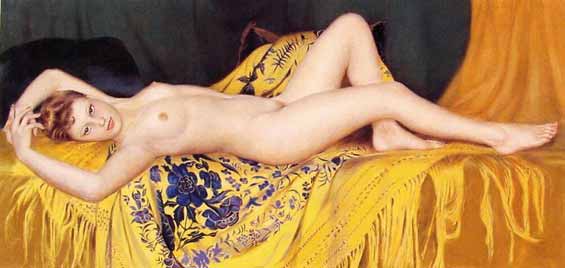 Густав Брисганд. Нагая — Gustave Brisgand. Reclining Nude — LINK: Тайные страсти